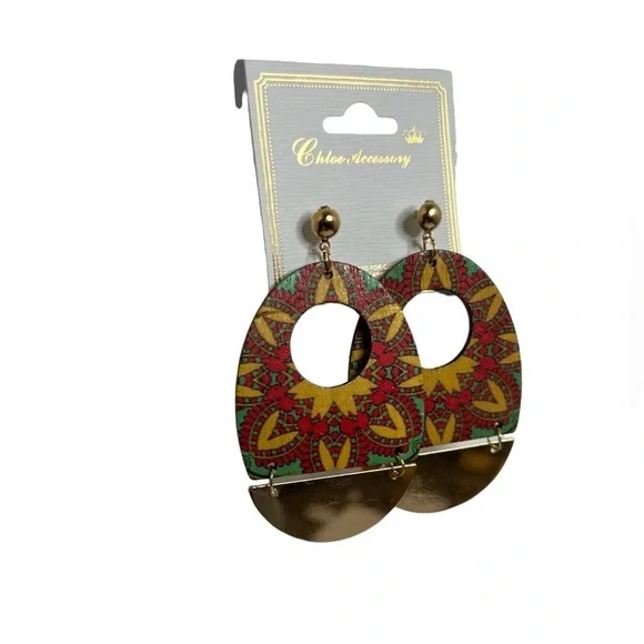 Chloe Accessory Women’s Wooden Boho Lightweight Dangle Earrings - Picture 4 of 5